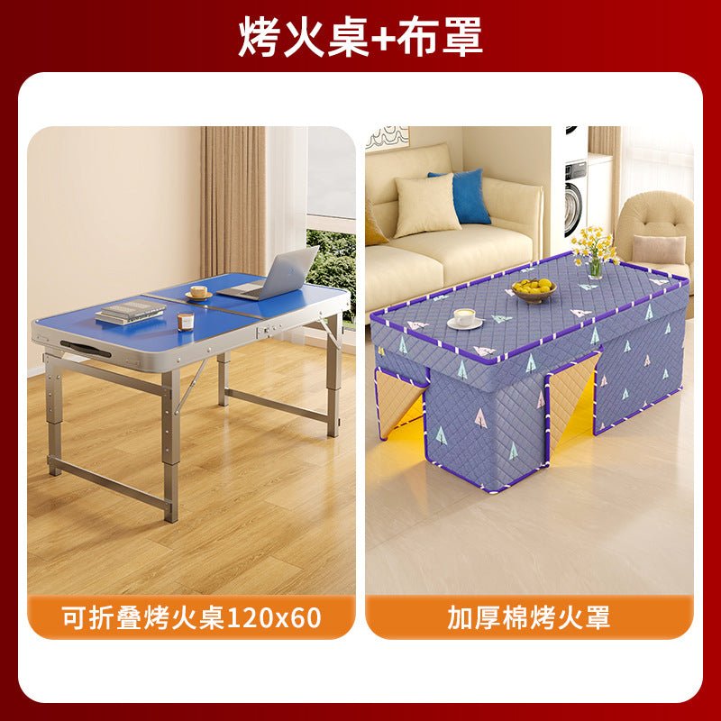 折りたたみこたつテーブル＋掛けふとん付き 長方形 テーブルクロス付 おしゃれ リビング用 家庭用 省スペース 冬用 暖房器具併用可 コタツベース家具 - Yolerhome