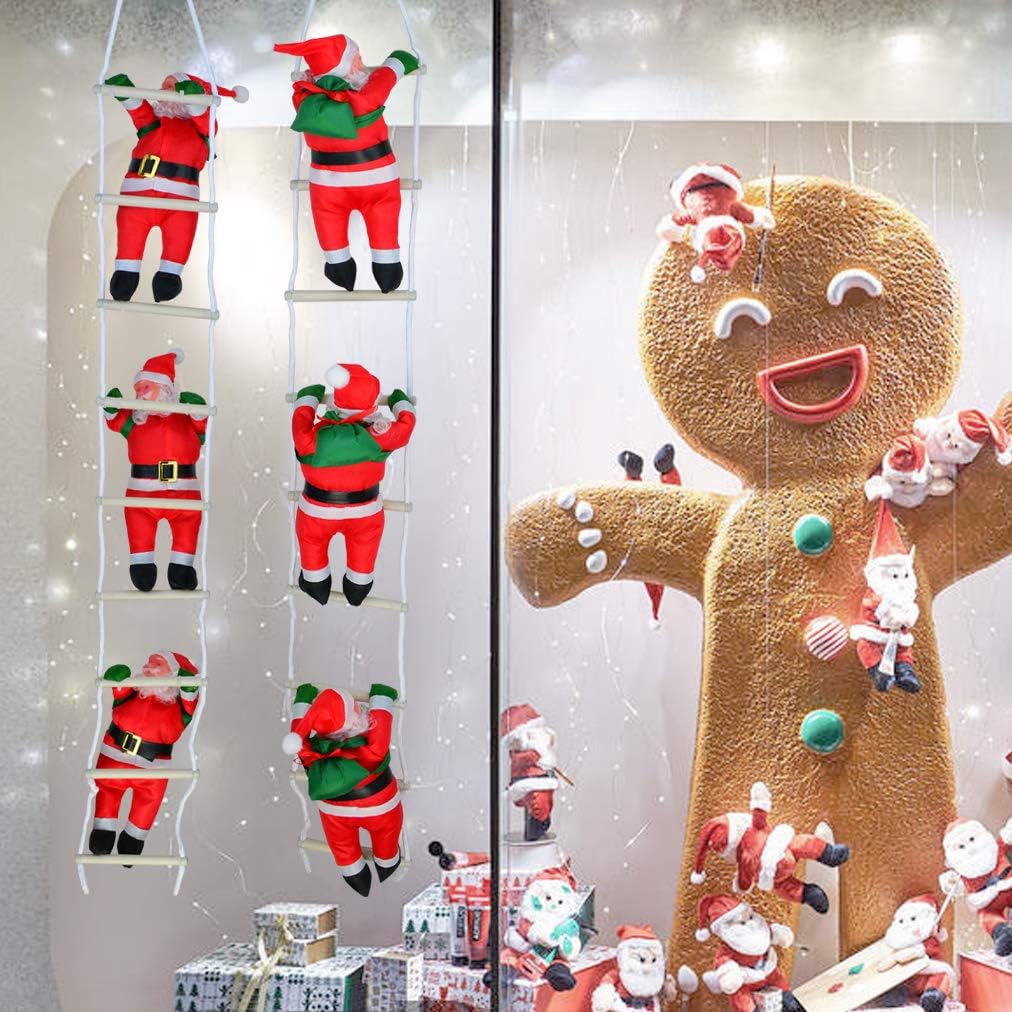 サンタはしご クリスマスツリー飾り サンタクロース人形 クリスマスパーティー吊り装飾用 - Yolerhome