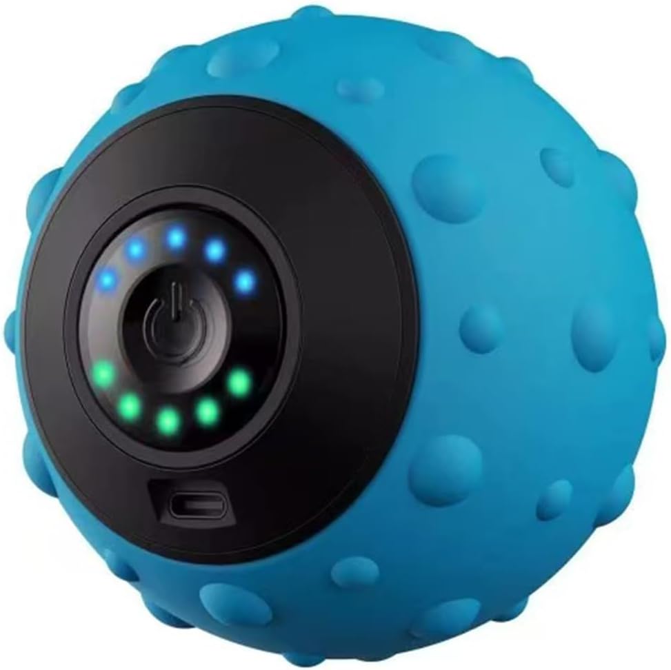 振動マッサージボール 電動筋膜ボール 筋弛緩 マッサージ器 フィットネスヨガ 運動回復 振動ハンドボール 充電式 コンディショニングボール付属 青 - Yolerhome
