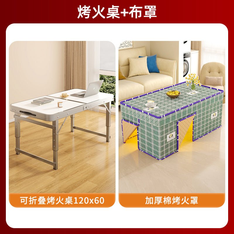 折りたたみこたつテーブル＋掛けふとん付き 長方形 テーブルクロス付 おしゃれ リビング用 家庭用 省スペース 冬用 暖房器具併用可 コタツベース家具 - Yolerhome