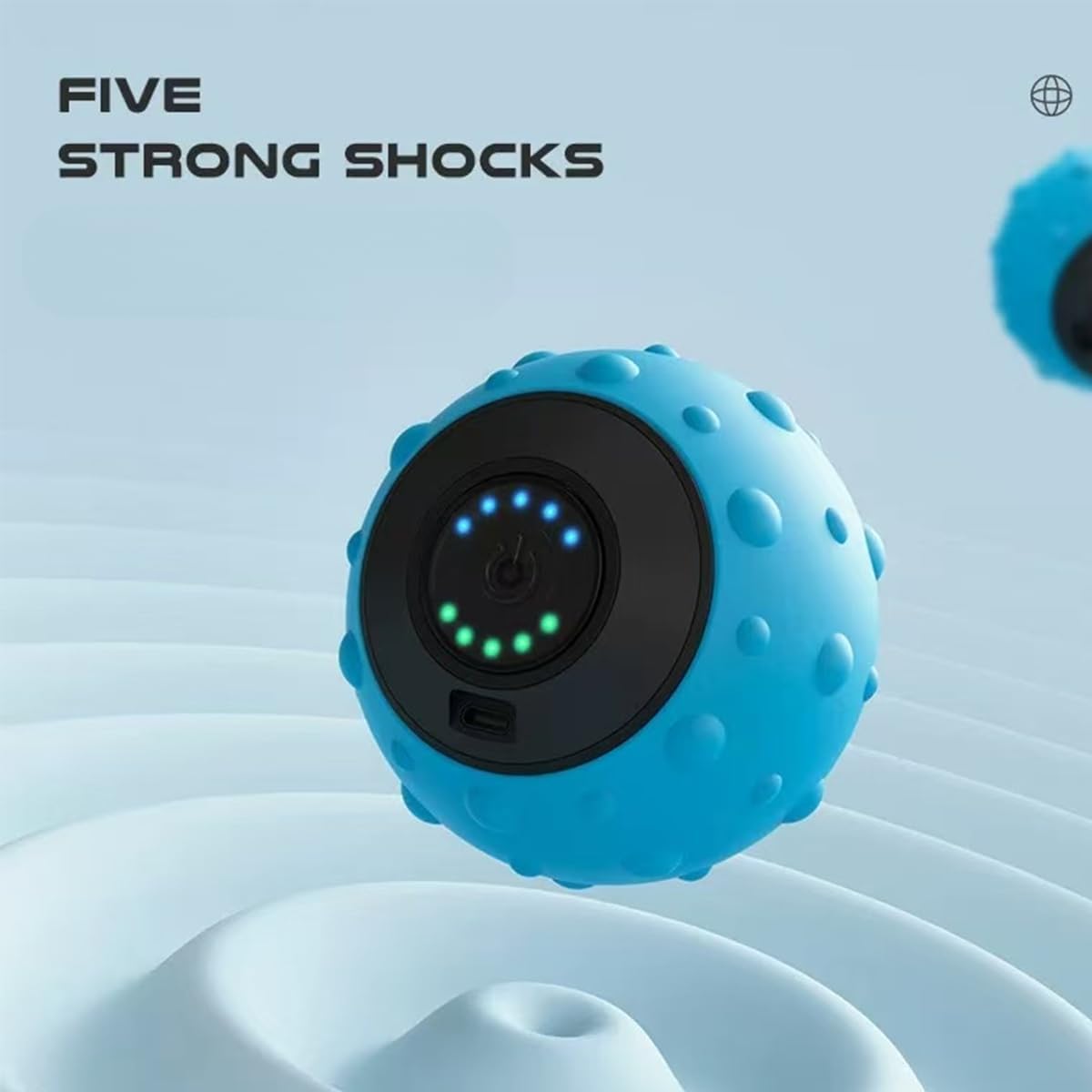 振動マッサージボール 電動筋膜ボール 筋弛緩 マッサージ器 フィットネスヨガ 運動回復 振動ハンドボール 充電式 コンディショニングボール付属 青 - Yolerhome