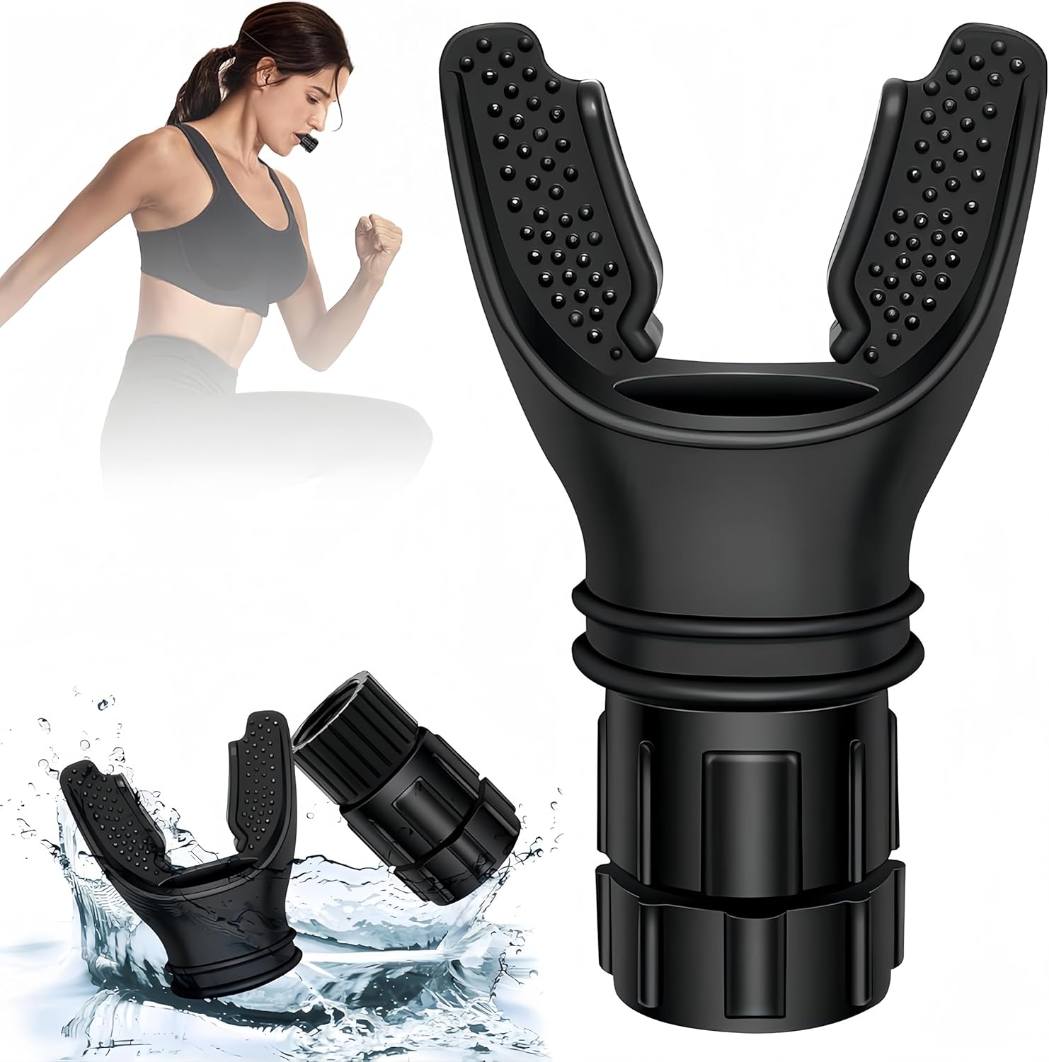 呼吸トレーナー、ポータブルマッスルトレーナー、調節可能な抵抗、肺活量トレーニング用品、呼吸持久力マシン、取り外し可能、掃除が簡単、フィットネス、ハイキング、スイミングなどに最適な強化運動呼吸用。 - Yolerhome