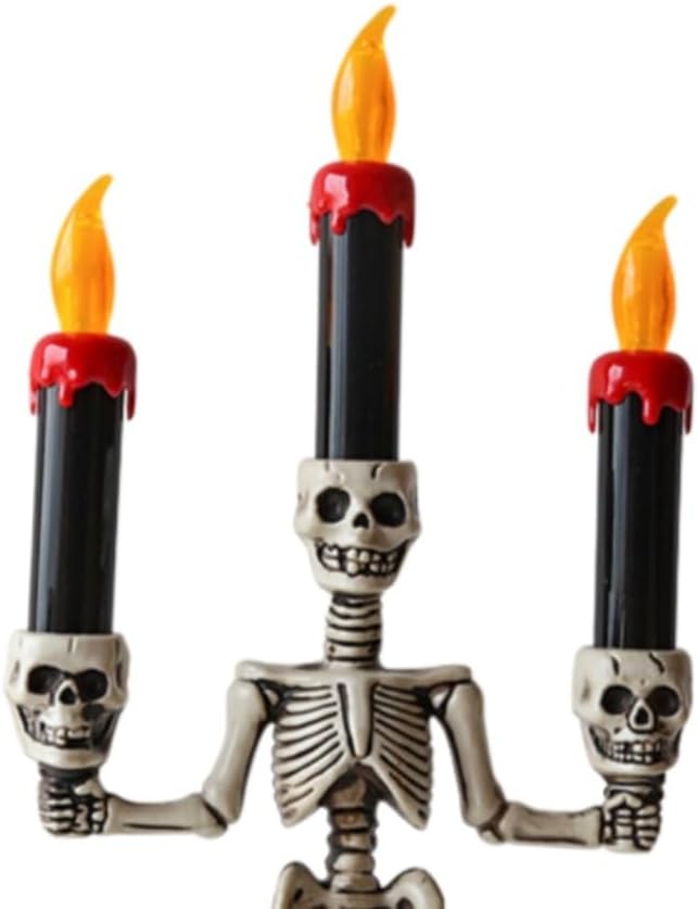 ハロウィン スケルトン キャンドルスティック ゴーストフェスティバル ホラー デコレーション 小道具 電子キャンドルライト パンプキ - Yolerhome
