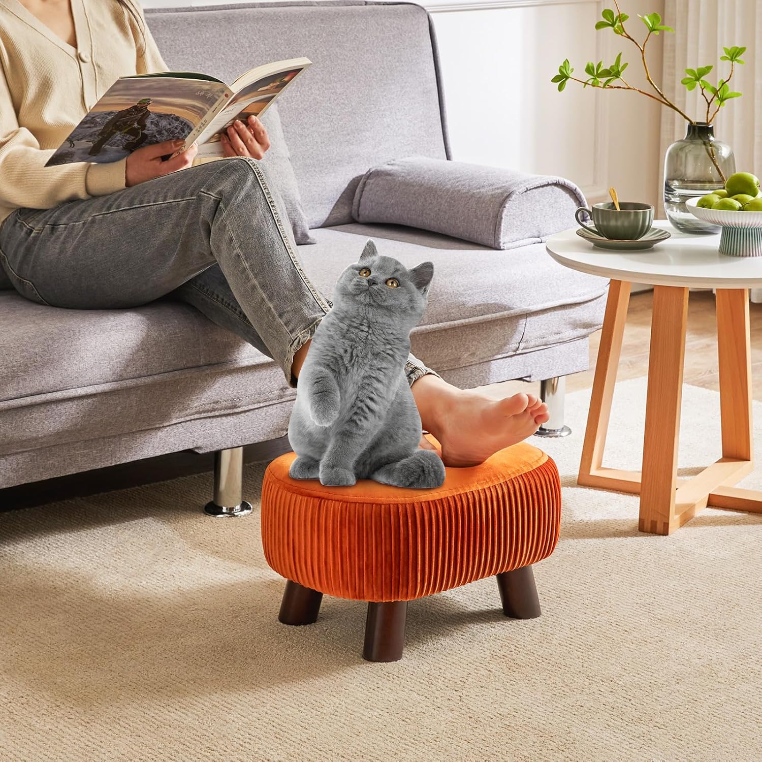 家庭用の小さなスツール、シンプルな靴交換用スツール、リビングルームのソファ用フットスツール、コーヒーテーブル、小さなスツール、ソフトパックの小さな椅子、小さなスツール、リビング/玄関/寝室適用 - Yolerhome