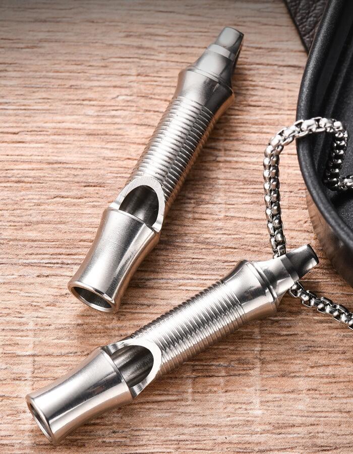 緊急ホイッスル 笛 デカ音 SOS 120dB ステンレス鋼 軽量 頑丈E - WH03 - Yolerhome