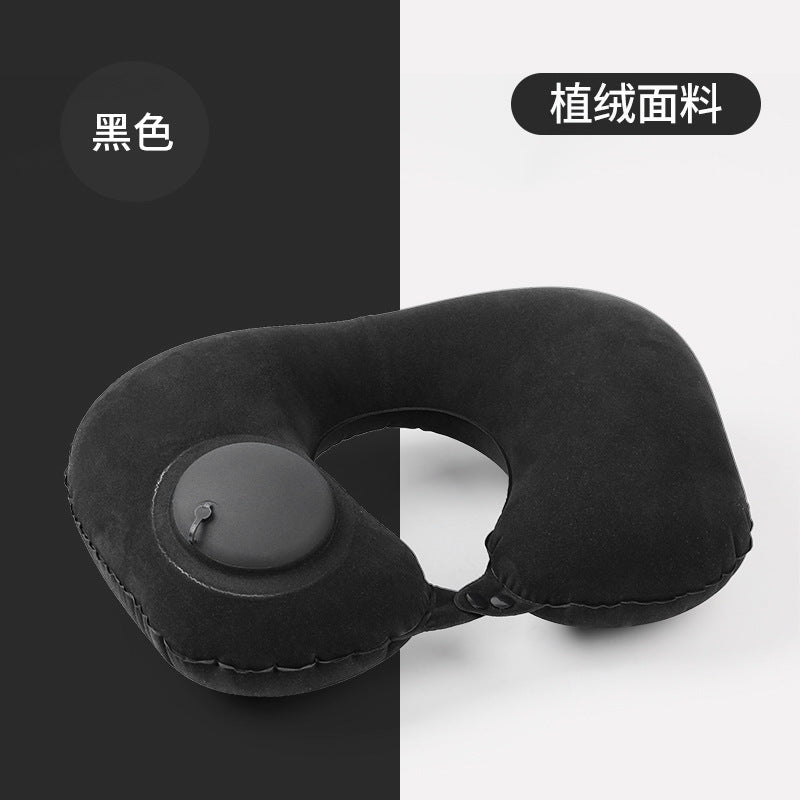 インフレータブルU字型枕クールプレスインフレータブル枕旅行ポータブルネックピロー旅行は飛行機の枕を収納できます - Yolerhome