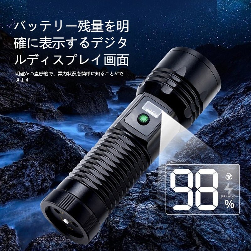 遠射両色レーザー懐中電灯｜強力アルミ合金製｜アウトドア探照灯 夜釣り 旅行 防災 キャンプ 登山に最適｜長距離照射 省エネ USB充電式 - Yolerhome