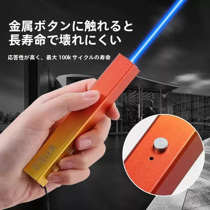 正方形青色レーザーポインター USB充電式 教育用ペン 指示棒 教鞭 説明会 講義 研修 デモンストレーション用 - Yolerhome