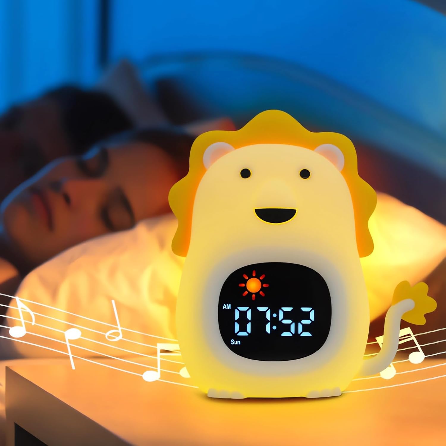 目覚まし時計 ナイトライト 授乳ライト ベッドサイドランプ 照明 枕元 寝室ランプ 柔らかいシリコン タップセンサー 子供 暖色間接照明 寝る時用ライト USB充電式 かわいい クリスマスプレゼント 誕プレ 子ども部屋 可愛い クロック（猫） - Yolerhome