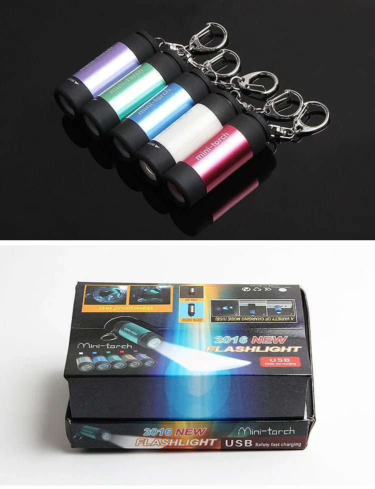USB充電式ミニLED懐中電灯強光・防水設計小型キーライトトーチ型コンパクト照明ライト夜間携帯用に最適 - Yolerhome