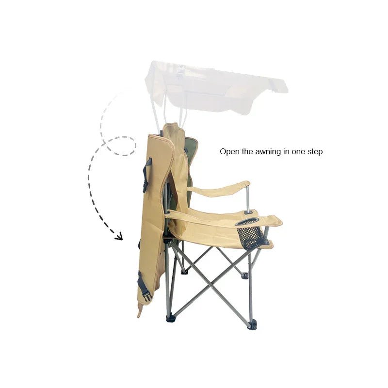 キャンプチェアシェードキャノピー付きキャンプ椅子ポータブル折りたたみコンパクト携帯便利お釣り登山ハイキング用アルミニウム合金アウトドアチェア軽量紫外線遮蔽UVカット - Yolerhome