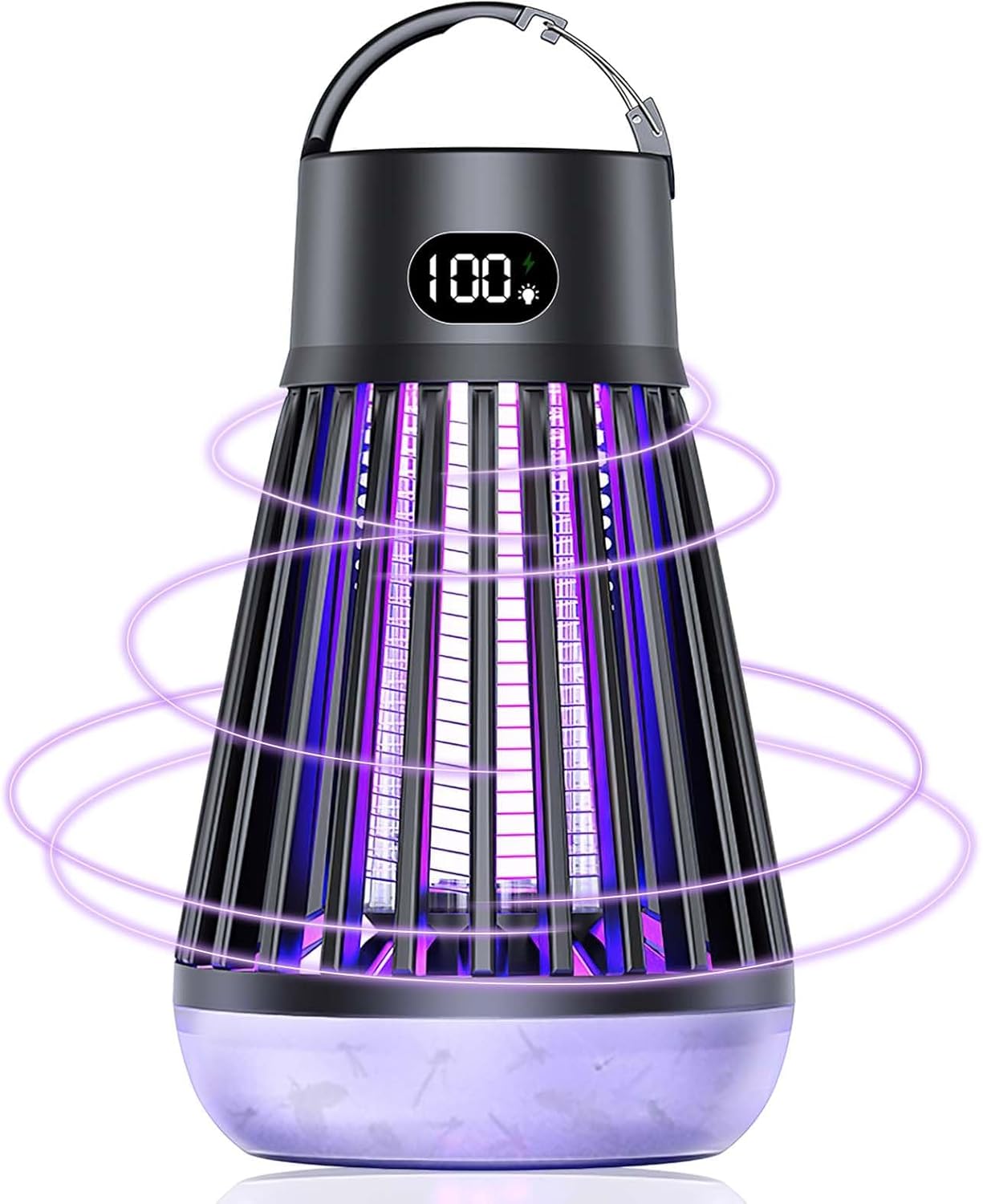 電撃殺虫器 コバエ取り 蚊取り 殺虫灯 UV光源誘引式 高圧電撃 薬剤不要 捕虫器 Type - C充電式 大容量 多機能 防水 静音 省エネ 携帯便利 室内/屋外 吊り下げ＆据え置き式両用 寝室/台所/居間/オフィス/玄関/キャンプ/登山/夜釣 蚊虫対策 英語説明書付き - Yolerhome