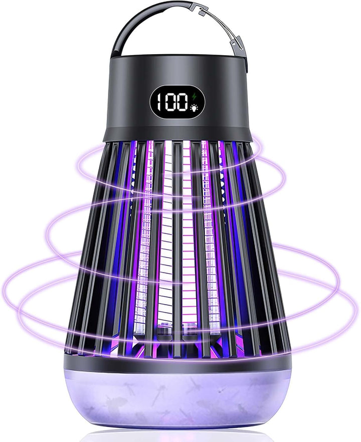 電撃殺虫器 コバエ取り 蚊取り 殺虫灯 UV光源誘引式 高圧電撃 薬剤不要 捕虫器 Type - C充電式 大容量 多機能 防水 静音 省エネ 携帯便利 室内/屋外 吊り下げ＆据え置き式両用 寝室/台所/居間/オフィス/玄関/キャンプ/登山/夜釣 蚊虫対策 英語説明書付き - Yolerhome