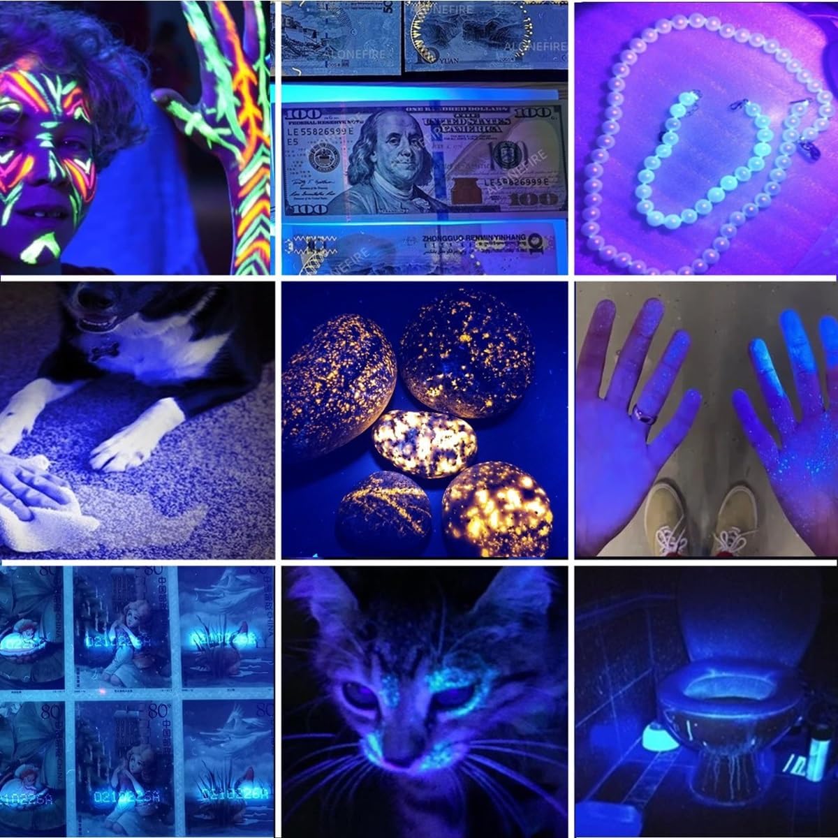 【ブラックライト UVライト】強力ズーム式 UV LED懐中電灯 TYPE - C充電式 リチウム電池付き 汚れ発見・真贋鑑定・ウッド灯検査に最適 ペット尿/猫真菌チェック アニサキス検査 釣り・鉱物観察・登山・アウトドア対応 - yoler - Yolerhome