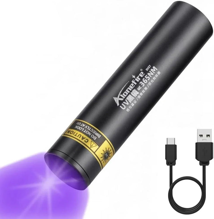 【UVブラックライト】Alonefire SV57 小型3W 紫外線365nm C型USB充電式 UV LEDライト アニサキス・ウッド灯検査・真贋鑑定用 ペット尿・猫真菌チェック 釣り・鉱物観察・アウトドア対応 内蔵電池付き ポータブル - yoler - Yolerhome