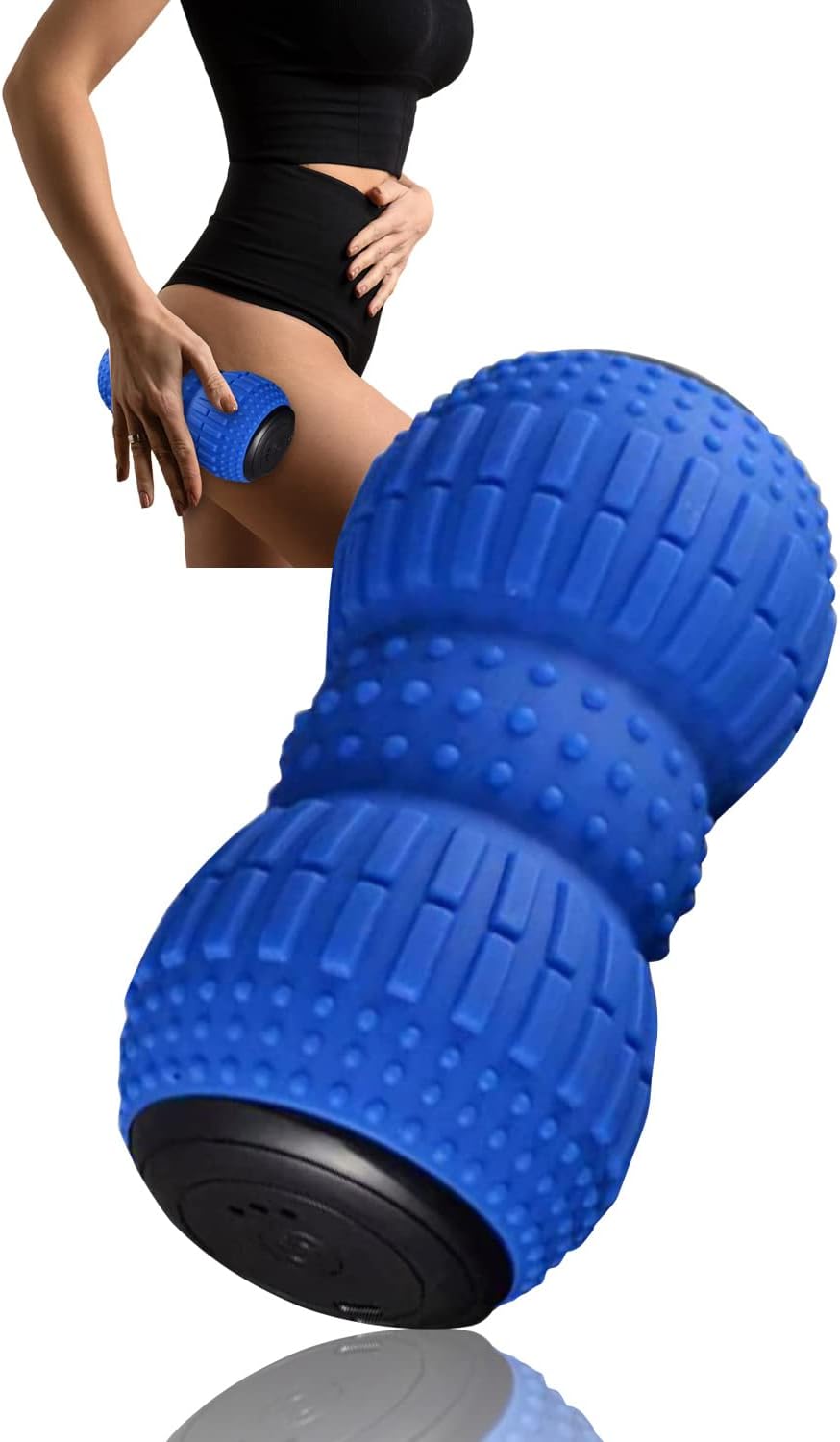 【筋膜リリース・マッサージボール】電動振動ヨガボール 深層筋ケア 電動マッサージ球 ツインボール設計 足裏・首・肩・背中ケア フィットネス・トレーニング・自宅リハビリに最適 小型ブルブルマシン（ブルー） - yoler - Yolerhome