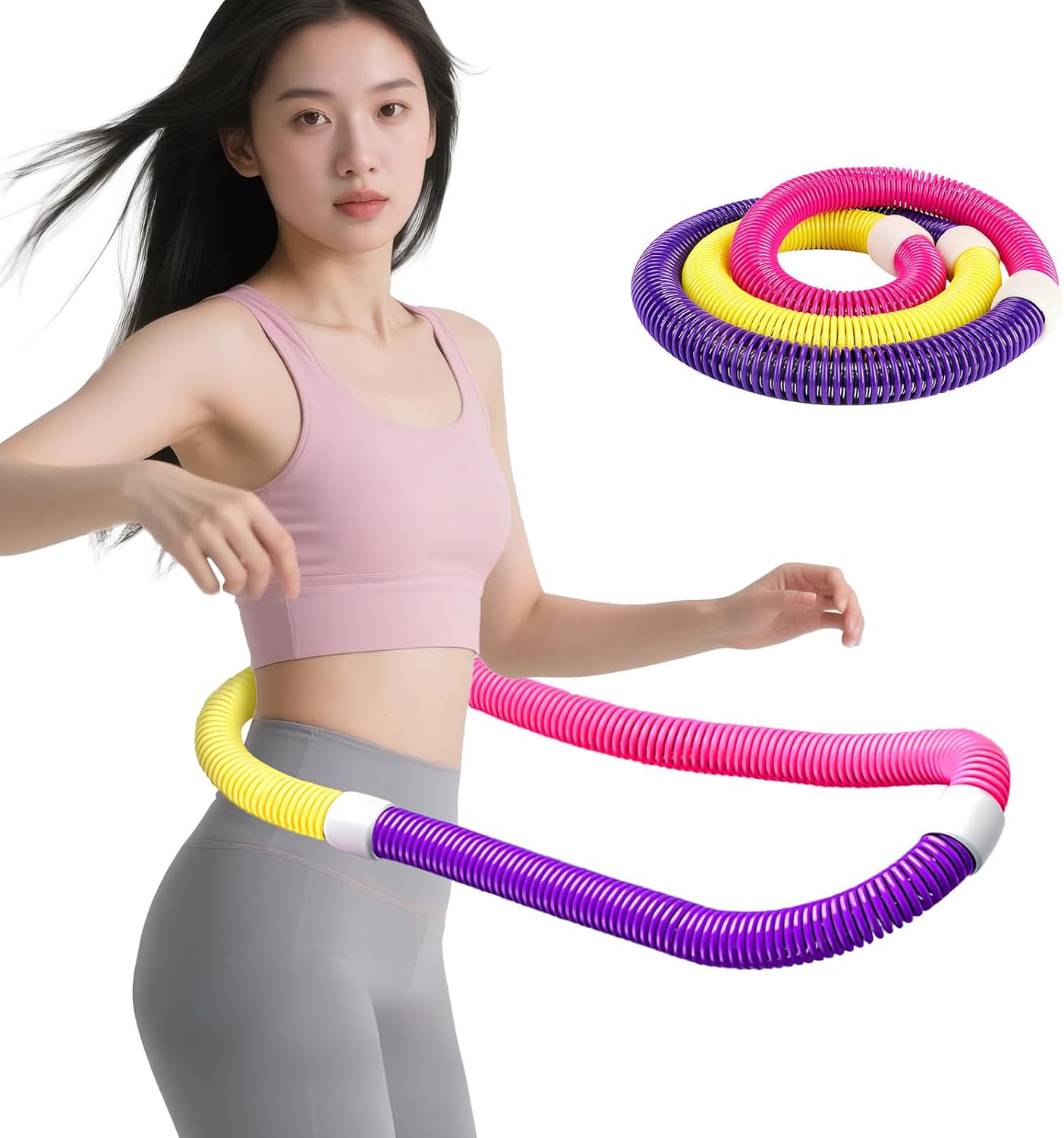 【在宅フィットネス】折りたたみ式フラフープ 静音設計 コンパクト収納 ソフトスプリング構造 室内ダイエット 有酸素運動 冬太り対策 脂肪燃焼 シェイプアップ トレーニングリング 男女兼用 - yoler - Yolerhome