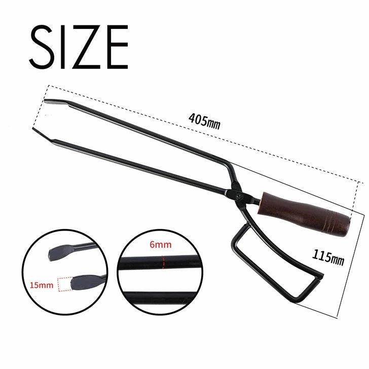 【YOLER公式】焚き火トング 炭トング 薪ハサミ 薪ばさみ 木製ハンドル ファイヤープレーストング バーベキュー 薪トング 炭バサミ スチール製 FPT01A カバー付き - Yolerhome