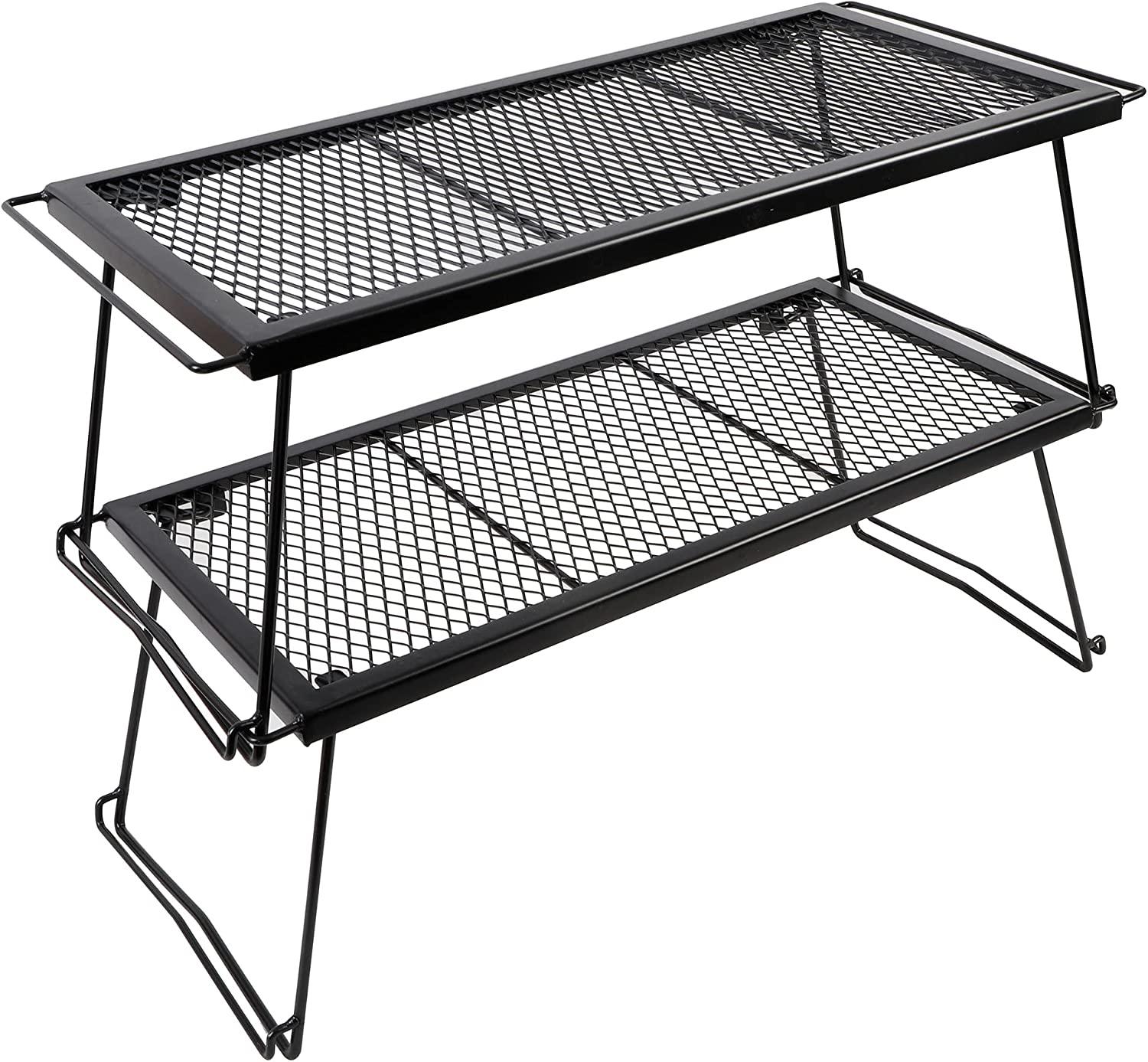 フィールドラック メッシュテーブル 焚き火2段 スチール 70*32*27cm