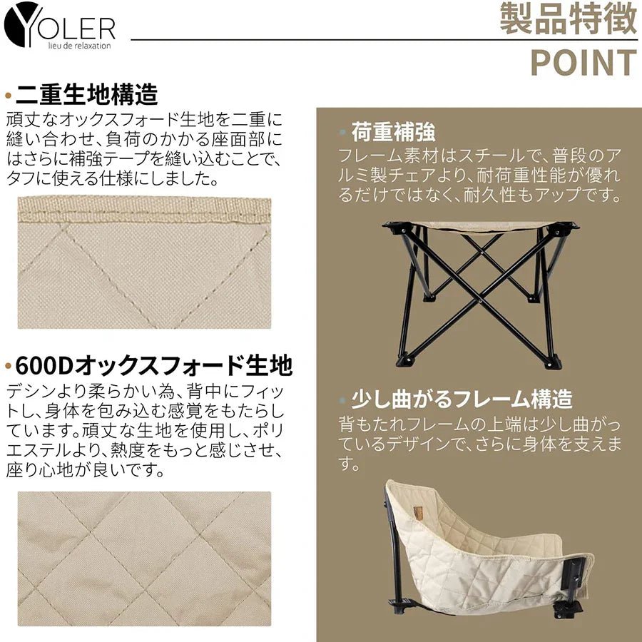 アウトドア キャンプチェア 収束型 グレー BVC003G - Yolerhome